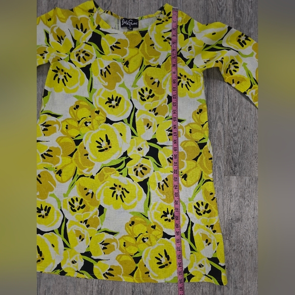 Lesley Evers Yellow Floral Dress Size Large  D240099 - Picture 6 of 9